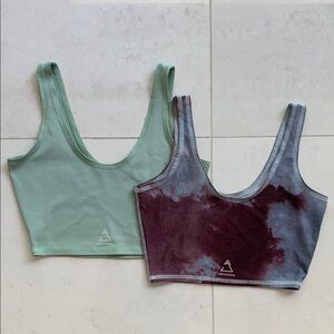 Awakened Bohemian Women's Sports Bra Set - Green & purple blue Teeki crop top sm